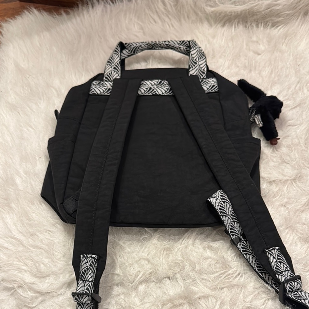 Kipling Black Backpack With Patterned Straps Nwot. - image 3
